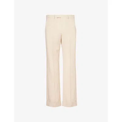 Valentino Mens Burro Pressed-crease Wide-leg Regular-fit Virgin-wool Trousers