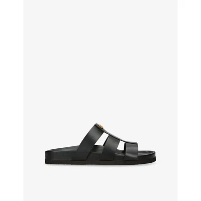 Valentino Garavani Studshield Logo-embellished Leather Sandals In Black