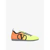 Valentino Lime Green And Fluorescent Orange Sporty Sneakers In Cotton And Pu Bold Design In Yellow