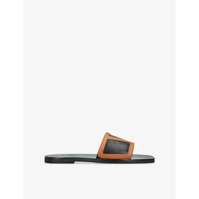 VALENTINO GARAVANI MENS VALENTINO GARAVANI VLOGO LEATHER SLIDERS