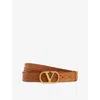 Valentino Adjustable Debossed Punched Holes Embossed Belts In Light Saddle