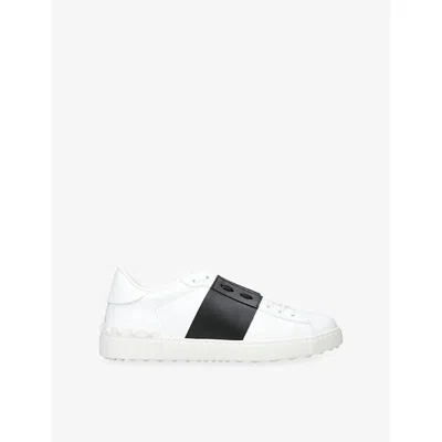 Valentino Garavani Open Leather Sneakers With Contrast Band And Stud Details Shoes In White