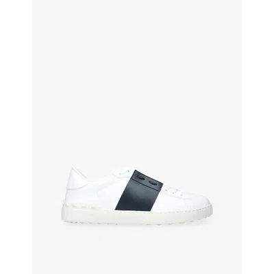 Valentino Garavani Open Leather Sneakers With Contrast Band And Stud Details Shoes In White