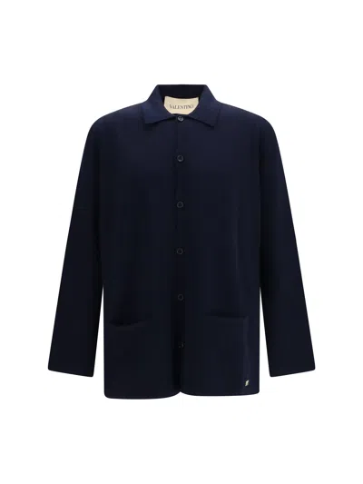Valentino Merino Wool Vlogo Cardigan In Black