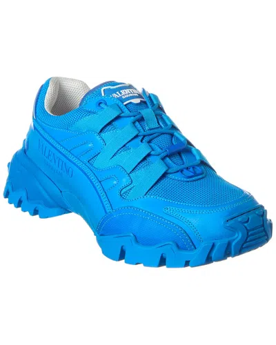 Valentino Garavani Mesh & Leather Sneaker In Blue