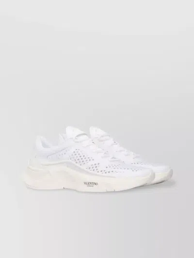 Valentino Garavani Mesh Chunky Sole Sneakers With Transparency Effect In White