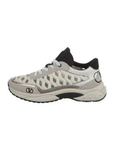 Pre-owned Valentino Garavani Mesh Colorblock Pattern Athletic Sneakers In Neutral