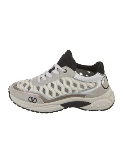 Pre-owned Valentino Garavani Mesh Colorblock Pattern Sneakers In Neutral