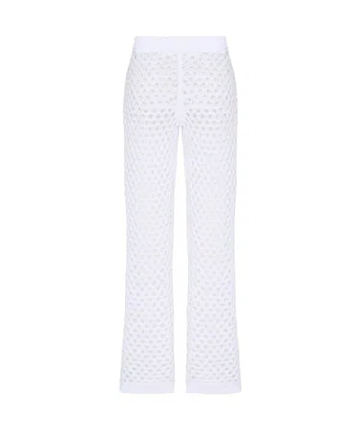 Valentino Mesh Elastic Waist Casual Pants In White