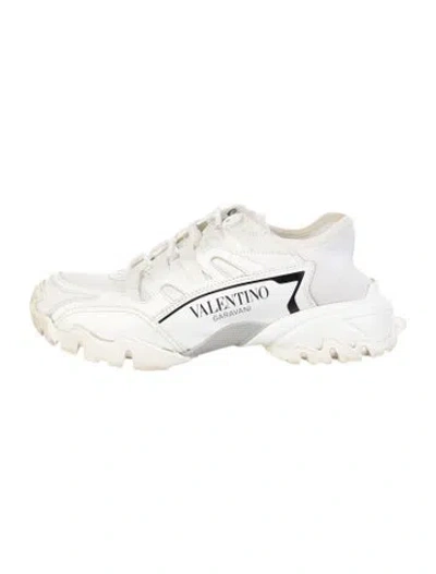 Pre-owned Valentino Garavani Mesh Graphic Print Sneakers In White