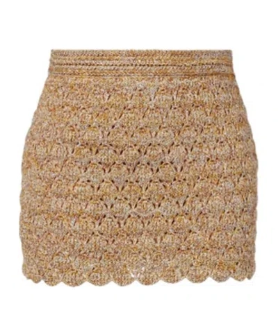 Valentino Mesh Knit Mini Skirt In Brown