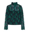 Valentino Mesh Lace-detailing Top In Green
