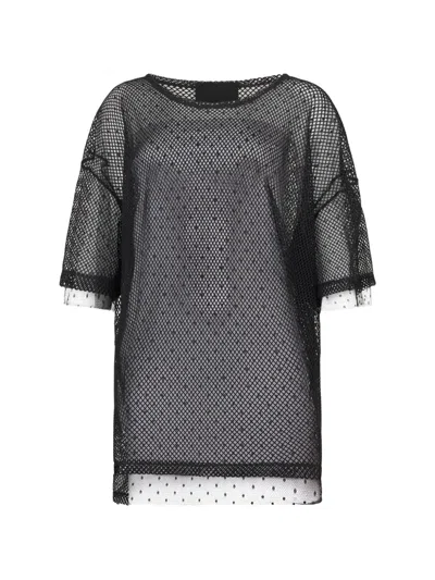 Valentino Mesh Overlay T-shirt In Black