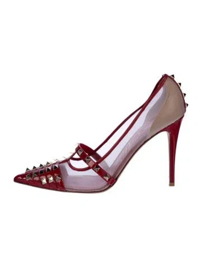 Pre-owned Valentino Garavani Mesh Pumps In Red