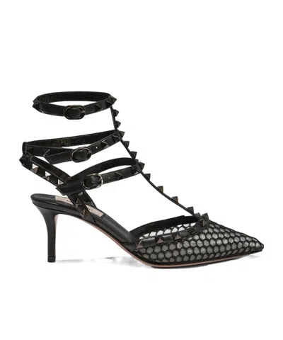 Valentino Garavani Valentino Mesh Rockstud Pumps In Black