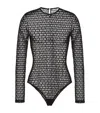 Valentino Mesh Toile Iconographe Bodysuit In Black