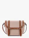 Valentino Messenger Rockstud Fabric And Leather Shoulder Bag In Brown