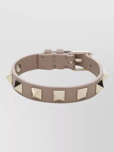 Valentino Garavani Metal Accent Bracelet Studded Design Piece In Brown