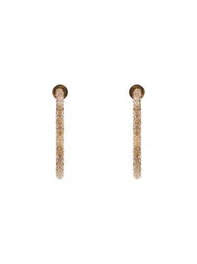 Valentino Garavani Metal And Crystal Vlogo Signature Earrings In Gold