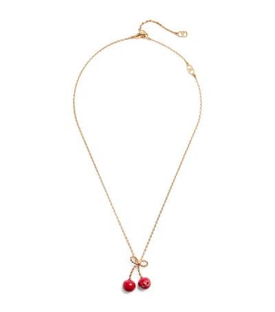 VALENTINO GARAVANI METAL AND ENAMEL CHEZ VALENTINO CHERRYFIC NECKLACE