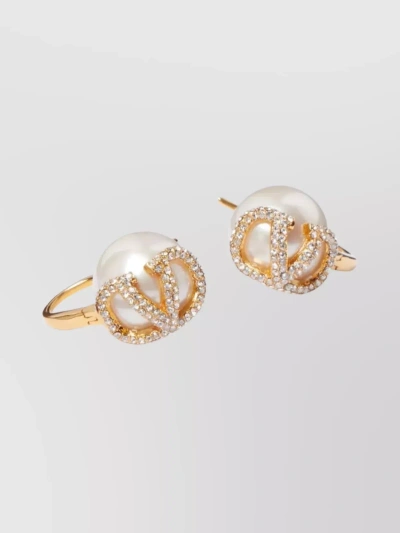 Valentino Garavani Metal And Resin Earrings With Swarovski® Crystals In Gold