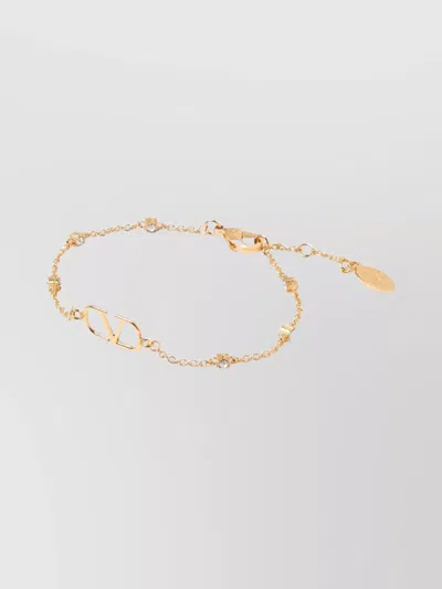 Valentino Garavani Metal Chain Link Bracelet With Swarovski® Crystals In Gold