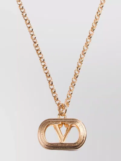Valentino Garavani Metal Chain Link Necklace With Pendant Detail In Gold