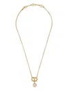 Valentino Garavani Vlogo Pearl-embellished Necklace In Gold