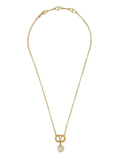 VALENTINO GARAVANI METAL "OVALETTE" NECKLACE WITH SWAROVSKI PEARL