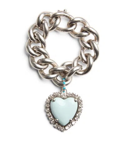 VALENTINO GARAVANI METAL, RESIN AND SWAROVSKI CRYSTAL COEUR HYPERBOLE BRACELET