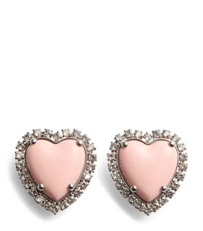 VALENTINO GARAVANI METAL, RESIN AND SWAROVSKI CRYSTAL COEUR HYPERBOLE CLIP-ON EARRINGS