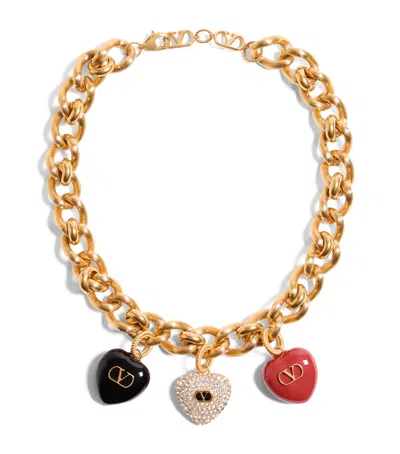 Valentino Garavani Metal, Resin And Swarovski Crystal Coeur Royal Necklace