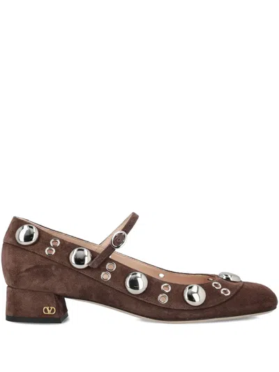 Valentino Garavani Metal-stud Pumps In Brown