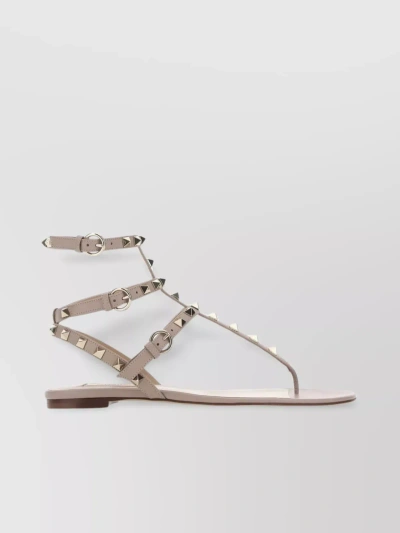 Valentino Garavani Rockstud Leather Sandals In Light Pink