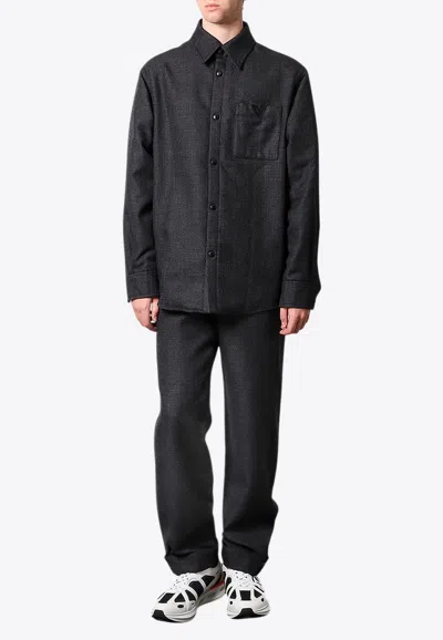 Valentino Metal V Long-sleeved Shirt In Gray
