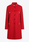 Valentino Metal-v Wool And Cashmere Coat In Red