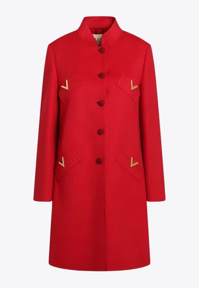 VALENTINO METAL-V WOOL AND CASHMERE COAT
