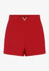 Valentino High Waisted Shorts Featuring Gold Tone Detail In Red