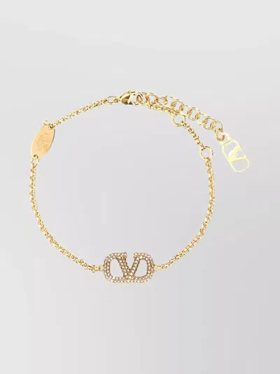 Valentino Garavani Metal Vlogo Signature Bracelet With Crystal Embellishments