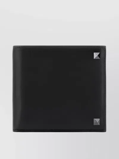 Valentino Garavani Metallic Accents Fold Wallet In Black