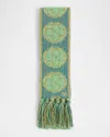 Valentino Metallic Antibes Cotton Fringe Scarf In Verde Acqua