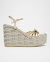 Valentino Metallic Wedge Strappy Open Toe Espadrilles In Gold