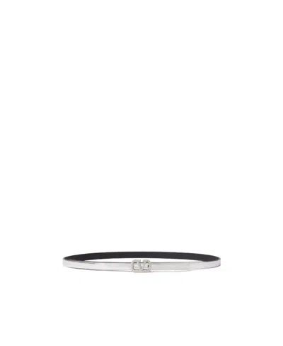 Valentino Garavani Metallic Calf-leather Belt In White
