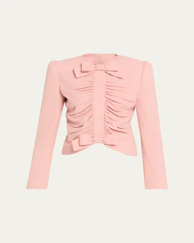 Valentino Metallic Floral Jacquard Cowl-neck Top In Pink