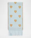 Valentino Metallic Heart Wool Scarf