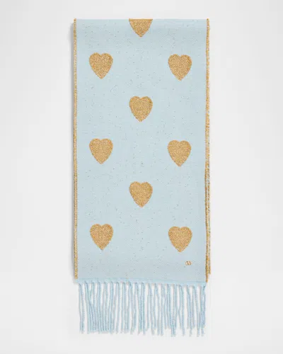 Valentino Metallic Heart Wool Scarf