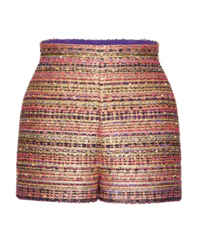Valentino Metallic Jacquard Shorts In Brown