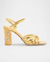Valentino Preshoes High-heeled Sandals In Vintage Gold/crystal