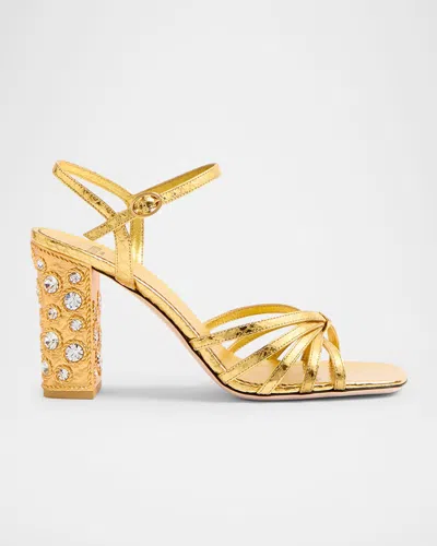 VALENTINO GARAVANI METALLIC JEWEL ANKLE-STRAP SANDALS