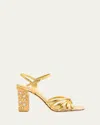 Valentino Preshoes High-heeled Sandals In Vintage Gold/crystal